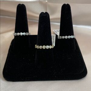 1.78 CTW Moissanite Diamond Sterling Silver Bezel Set Eternity Bands